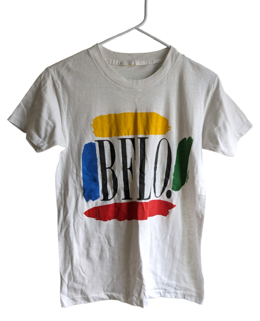Vintage BFLO White Tee Single Stitch Buffalo Est. Size Small - see description